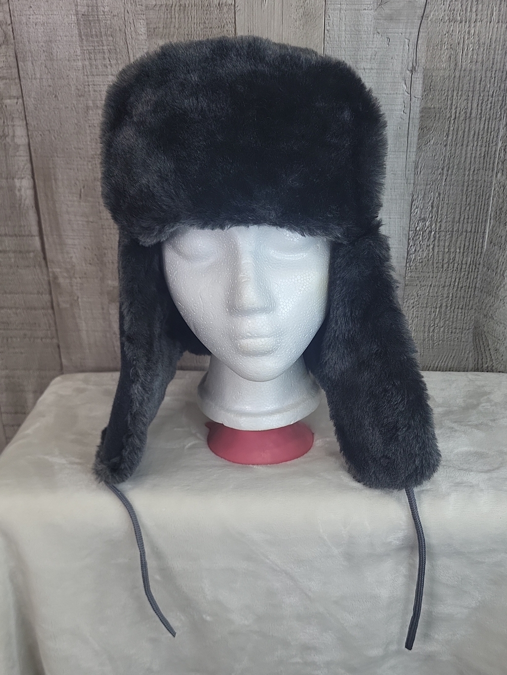 Grey Ushanka Trapper Hat. Wool/Cotton Blend. Size 62